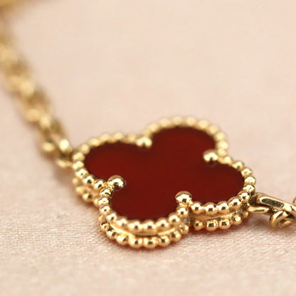 [⭐Glow Muse] CLOVER 5 MOTIF RED CORNELIAN BRACELET COLLECTION