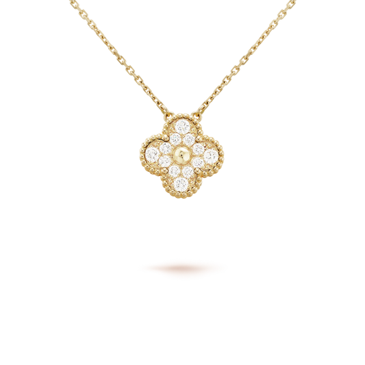 [Glow Muse]CLOVER 15MM DIAMOND SINGLE FLOWER NECKLACE