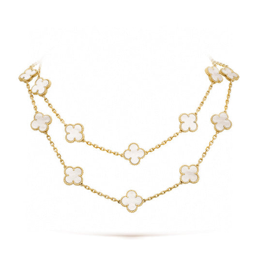 [Glow Muse]CLOVER 20 MOTIFS WHITE MOP NECKLACE