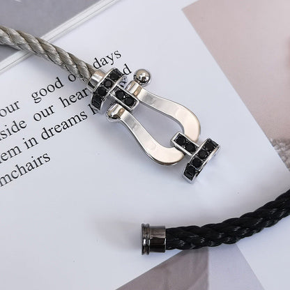 [Glow Muse]FORCE LARGE HORSESHOE BLACK DIAMOND BRACELET SILVER