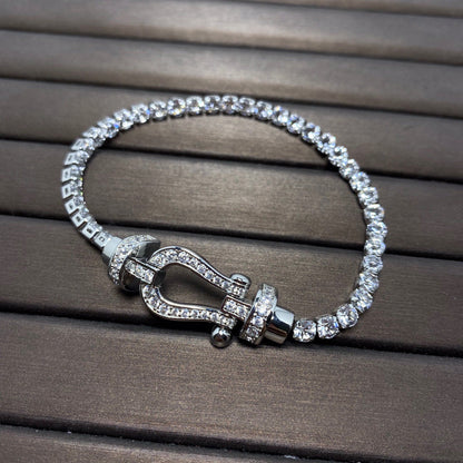 [Glow Muse]FORCE  LARGE HORSESHOE FULL DIAMOND TENNIS BRACELET