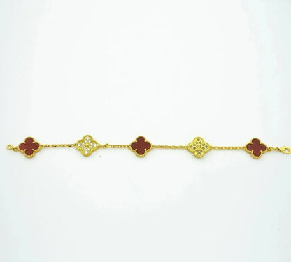 [⭐Glow Muse] CLOVER 5 MOTIF RED CORNELIAN BRACELET COLLECTION
