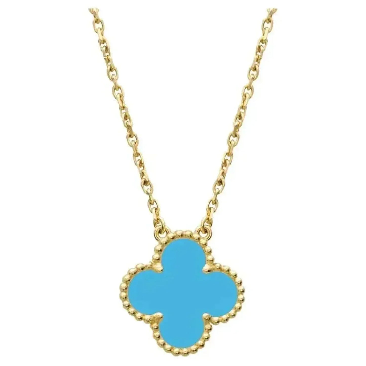 [Glow Muse]CLOVER 15MM VINTAGE TURQUOISE NECKLACE