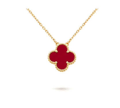 [Glow Muse]CLOVER 15MM CARNELIAN SINGLE FLOWER NECKLACE