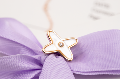 [Glow Muse]JEUX DE WHITE MOP ROSE GOLD DIAMOND EARRINGS