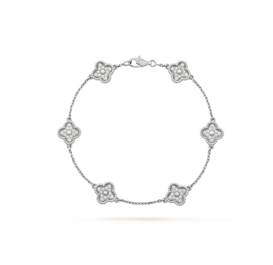 [Glow Muse]CLOVER 6 MOTIF SILVER DIAMOND BRACELET