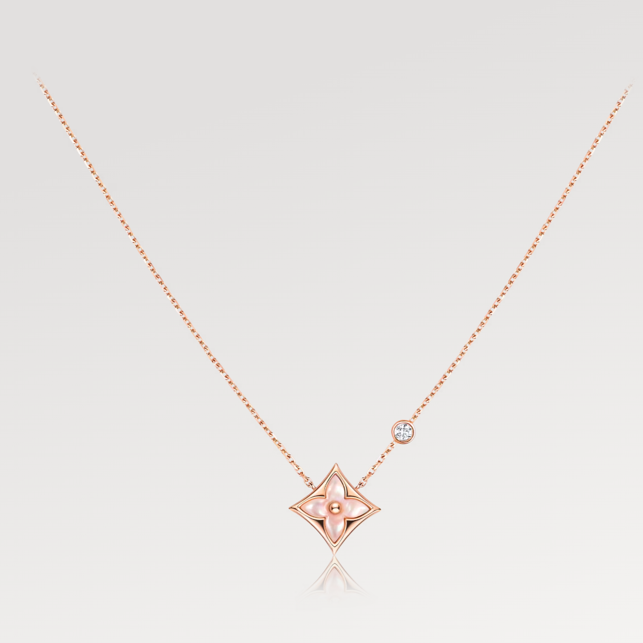 [Glow Muse]STAR PINK MOP 1 DIAMOND PINK GOLD NECKLACE