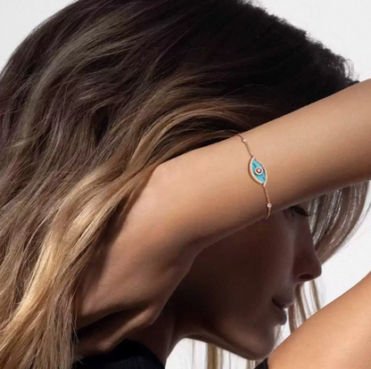 [Glow Muse]MS LUCKY EYE TURQUOISE ROSE GOLD BRACELET