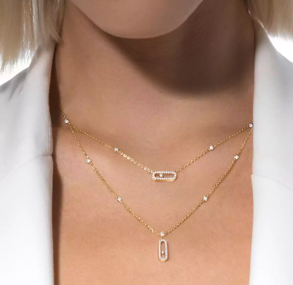 [Glow Muse]MS Double-Circle Full-Diamond Necklace