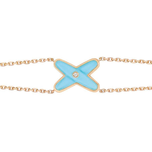 [Glow Muse]JEUX BRACELET TURQUOISE PINK GOLD 1 DIAMOND