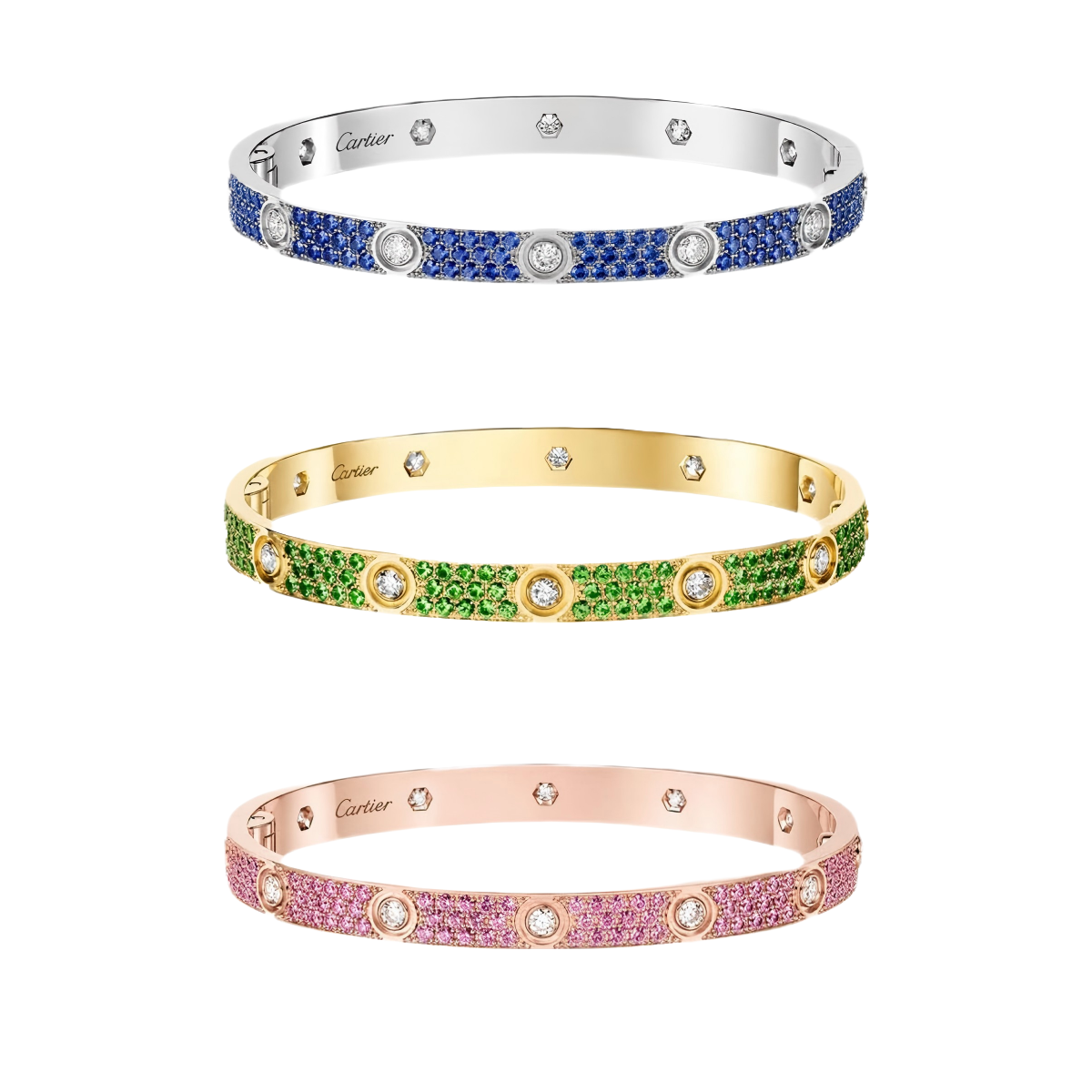 [Pre-sale]2026 PAVE GEMSTONE LOVE BRACELET 6.1MM 10 DIAMONDS