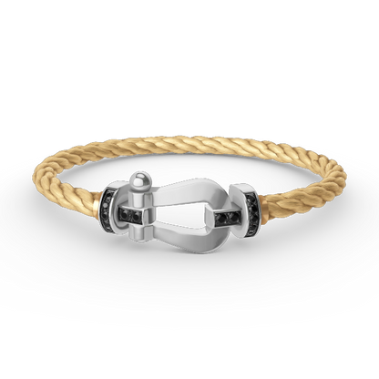 [Glow Muse]FORCE LARGE HORSESHOE BLACK DIAMOND BRACELET SILVER