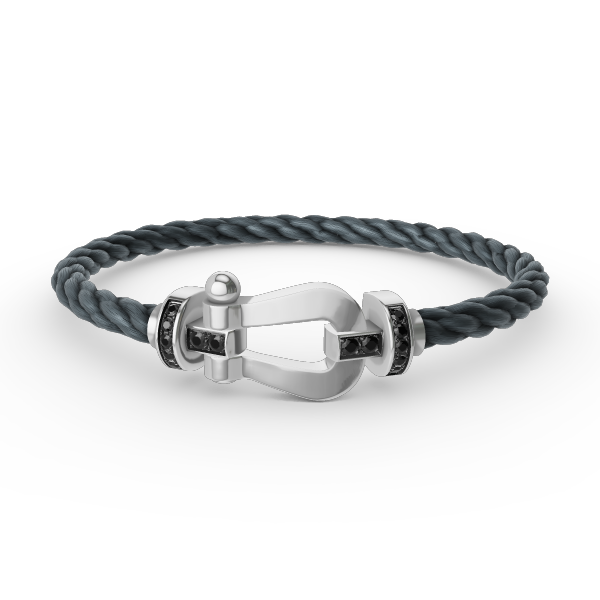 [Glow Muse]FORCE LARGE HORSESHOE BLACK DIAMOND BRACELET SILVER