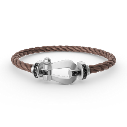 [Glow Muse]FORCE LARGE HORSESHOE BLACK DIAMOND BRACELET SILVER