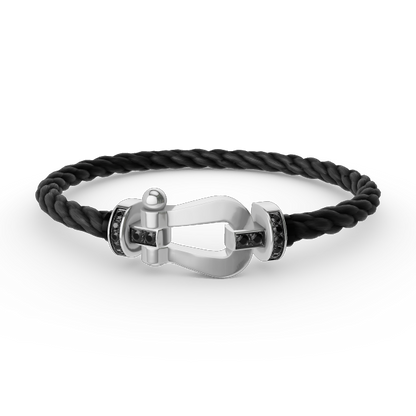 [Glow Muse]FORCE LARGE HORSESHOE BLACK DIAMOND BRACELET SILVER