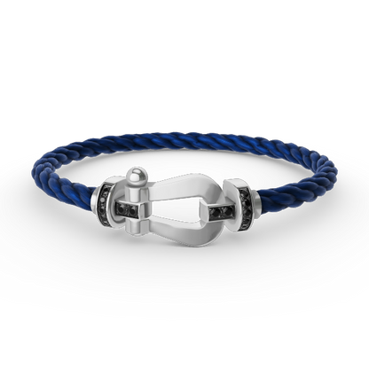 [Glow Muse]FORCE LARGE HORSESHOE BLACK DIAMOND BRACELET SILVER