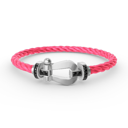 [Glow Muse]FORCE LARGE HORSESHOE BLACK DIAMOND BRACELET SILVER