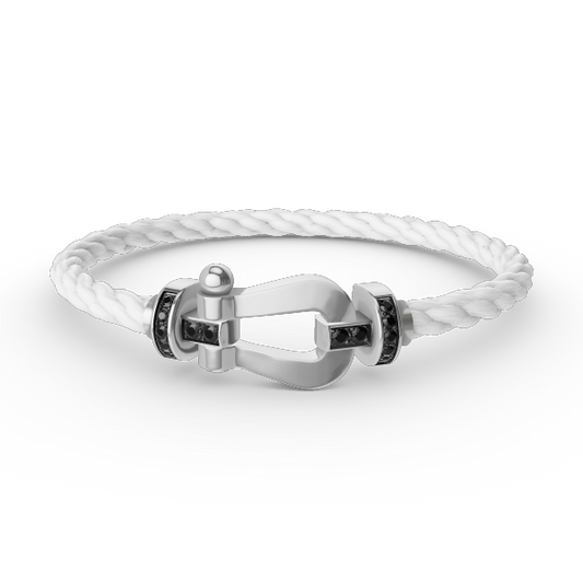 [Glow Muse]FORCE LARGE HORSESHOE BLACK DIAMOND BRACELET SILVER