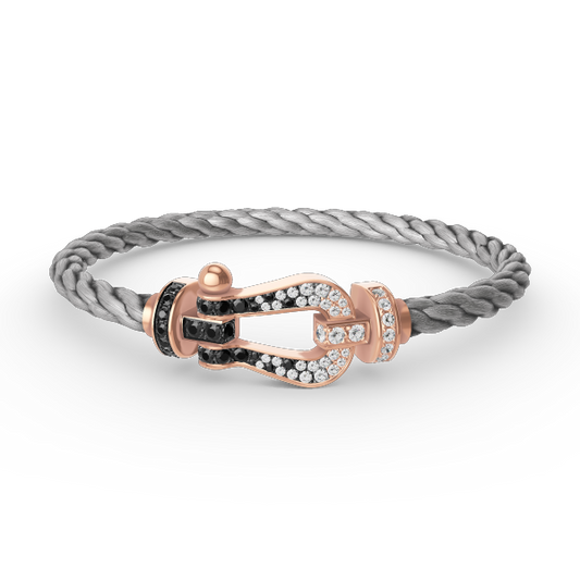 [Glow Muse]FORCE LARGE HORSESHOE BLACK WHITE DIAMOND BRACELET ROSE GOLD
