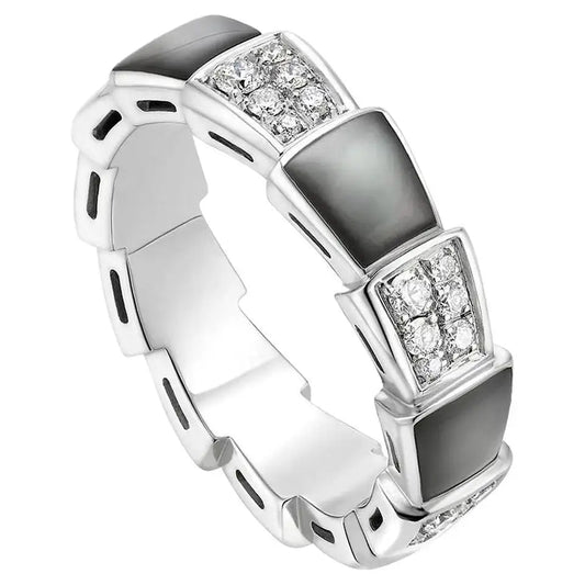 [Glow Muse]SERPENTI RING SILVER DIAMOND BLACK MOP 4MM