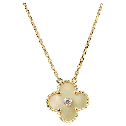 [Glow Muse]CLOVER 15MM DIAMOND GOLD MOTHER OF PEARL NECKLACE