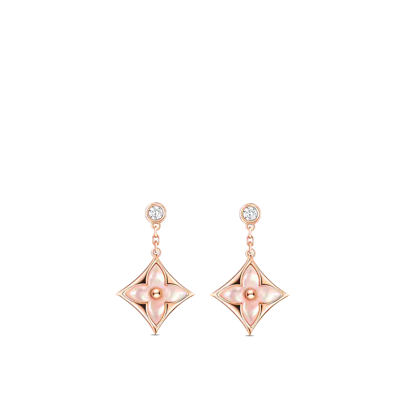 [Glow Muse]DOUBLE STAR PINK GOLD MOP DROP EARRINGS