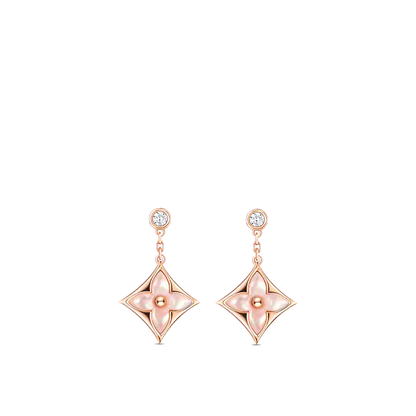 [Glow Muse]DOUBLE STAR PINK GOLD MOP DROP EARRINGS
