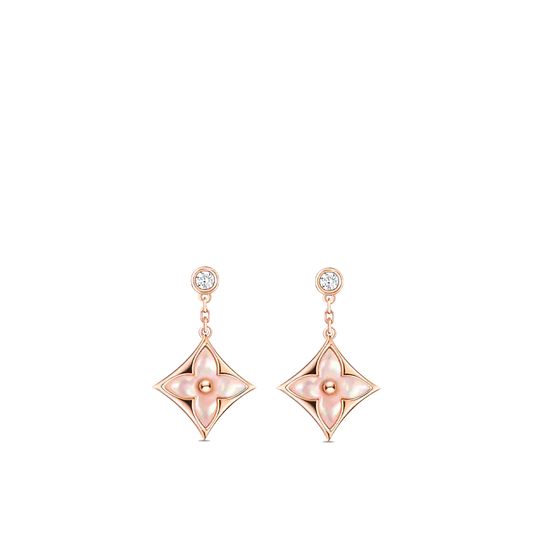 [Glow Muse]DOUBLE STAR PINK GOLD MOP DROP EARRINGS