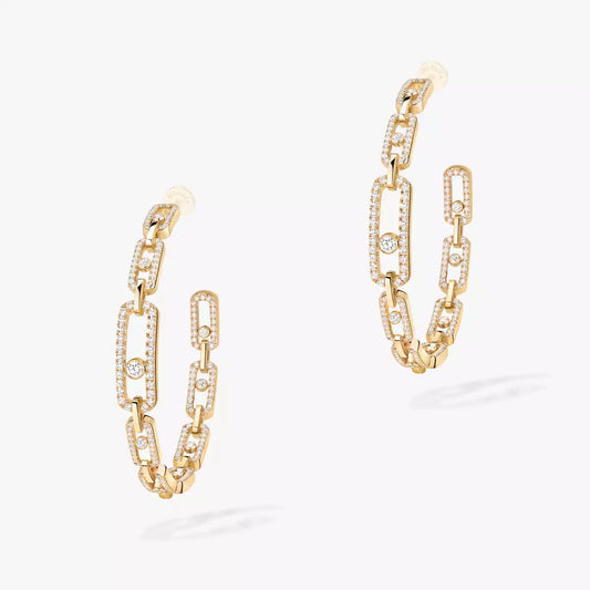 [[Glow Muse]Move Link Diamond Hoop Earrings