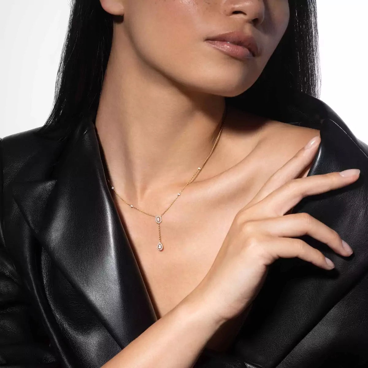 [Glow Muse]Gold Diamond Tie Necklace