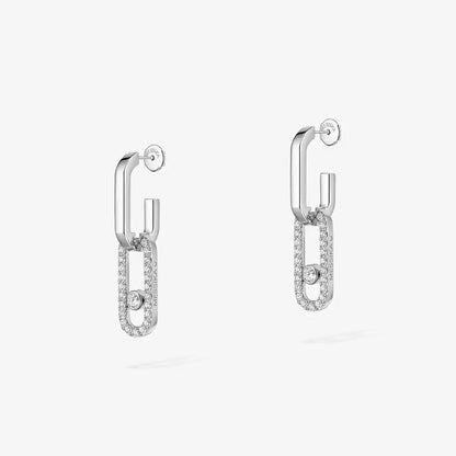 [Glow Muse]Move Link Diamond Earrings