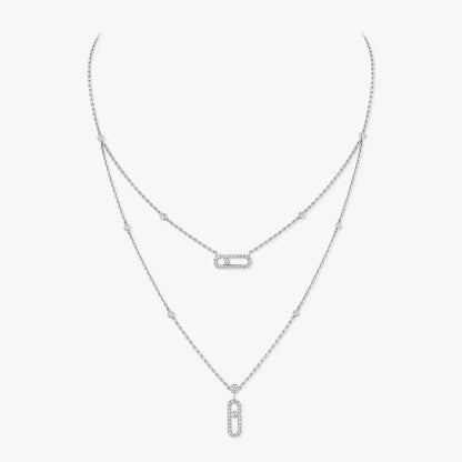 [Glow Muse]2 Rows Rose Gold Diamond Pave_ Necklace Move Uno