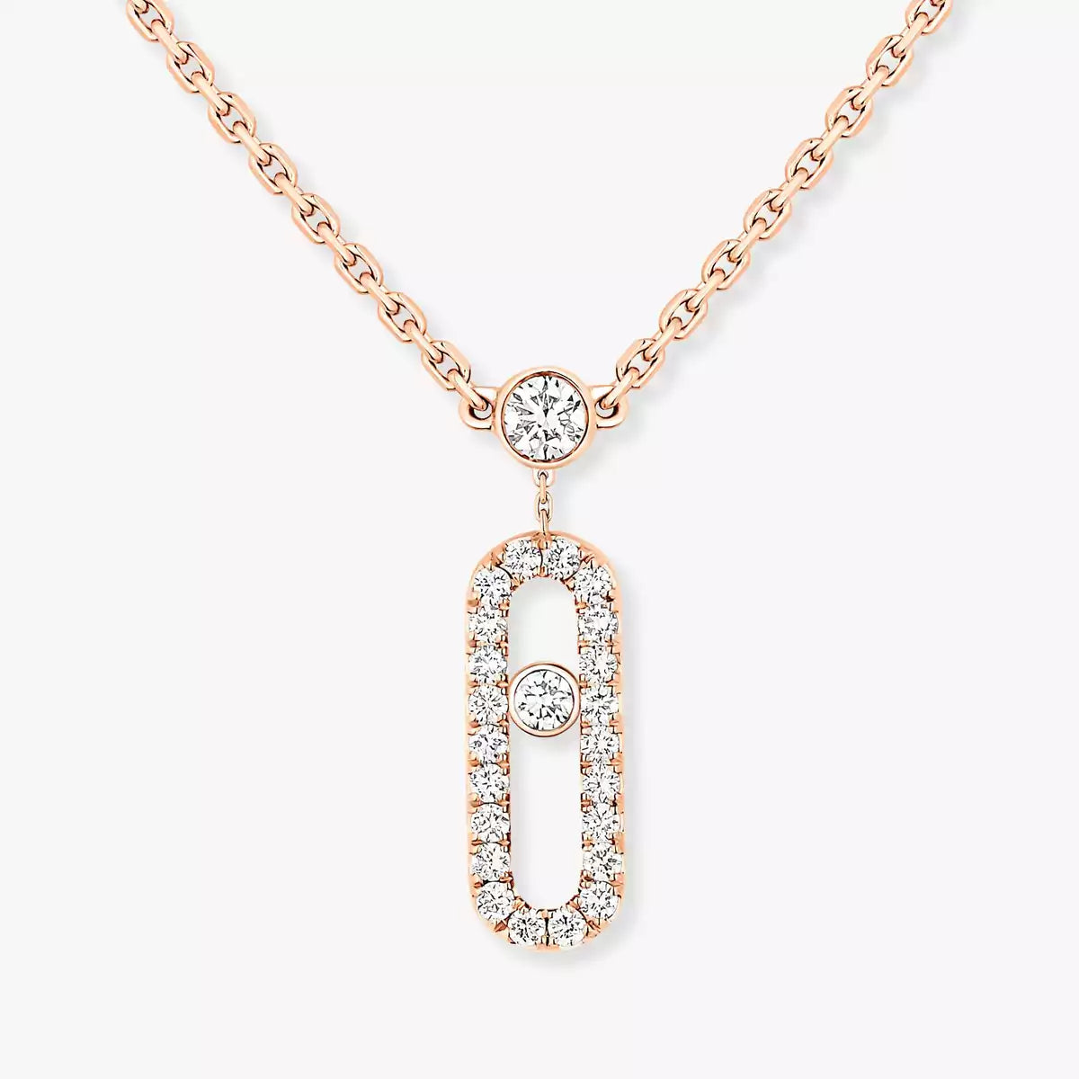 [Glow Muse]2 Rows Rose Gold Diamond Pave_ Necklace Move Uno