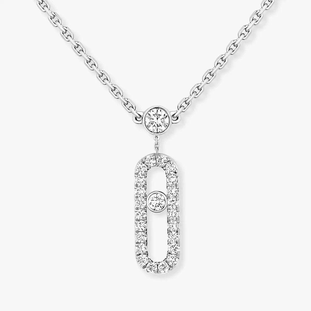 [Glow Muse]2 Rows Rose Gold Diamond Pave_ Necklace Move Uno