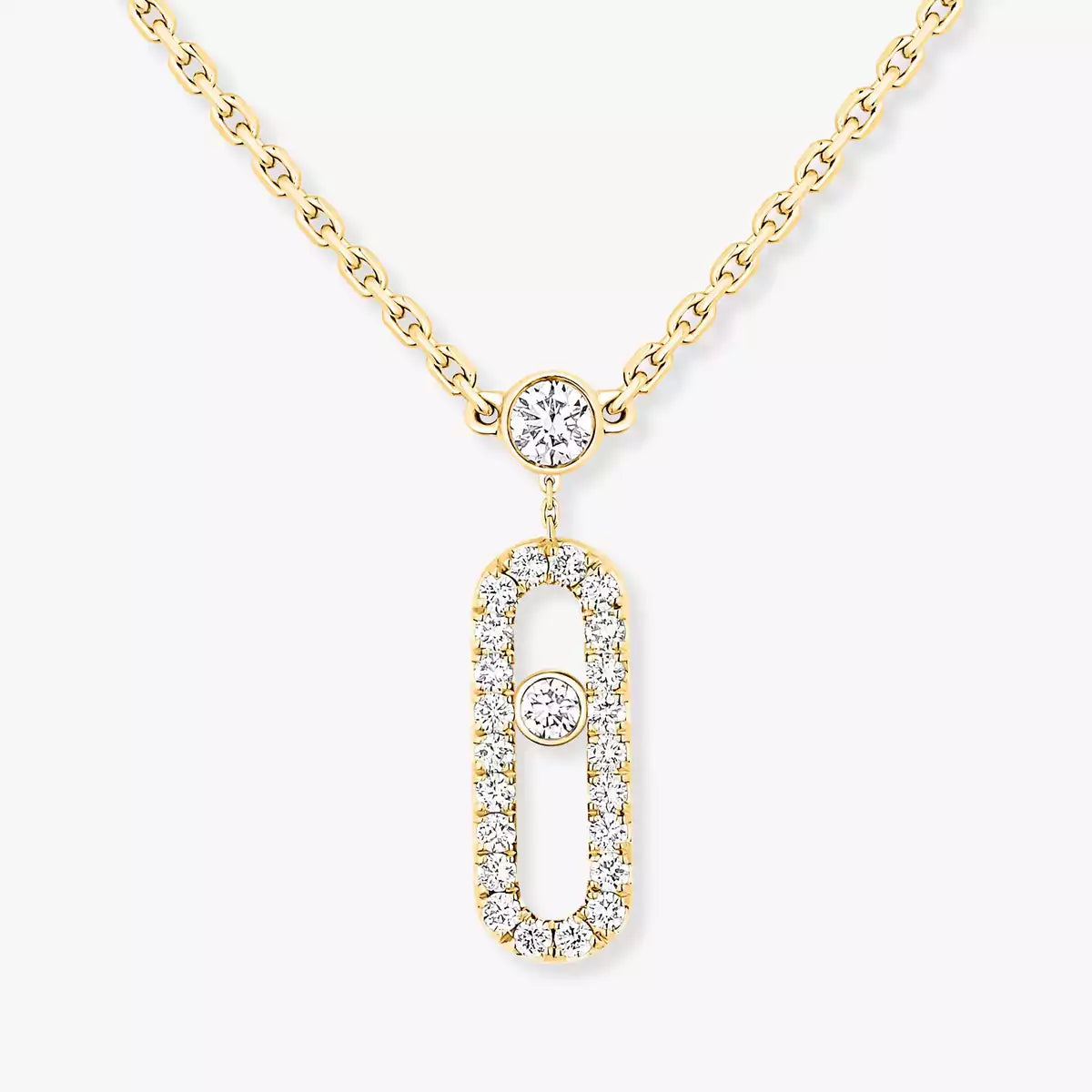 [Glow Muse]2 Rows Rose Gold Diamond Pave_ Necklace Move Uno