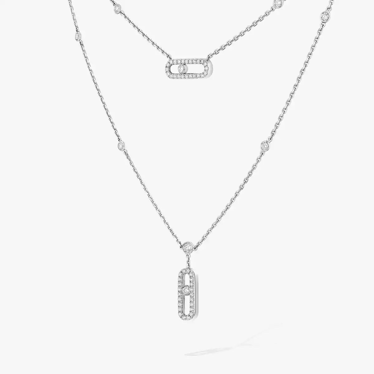 [Glow Muse]2 Rows Rose Gold Diamond Pave_ Necklace Move Uno