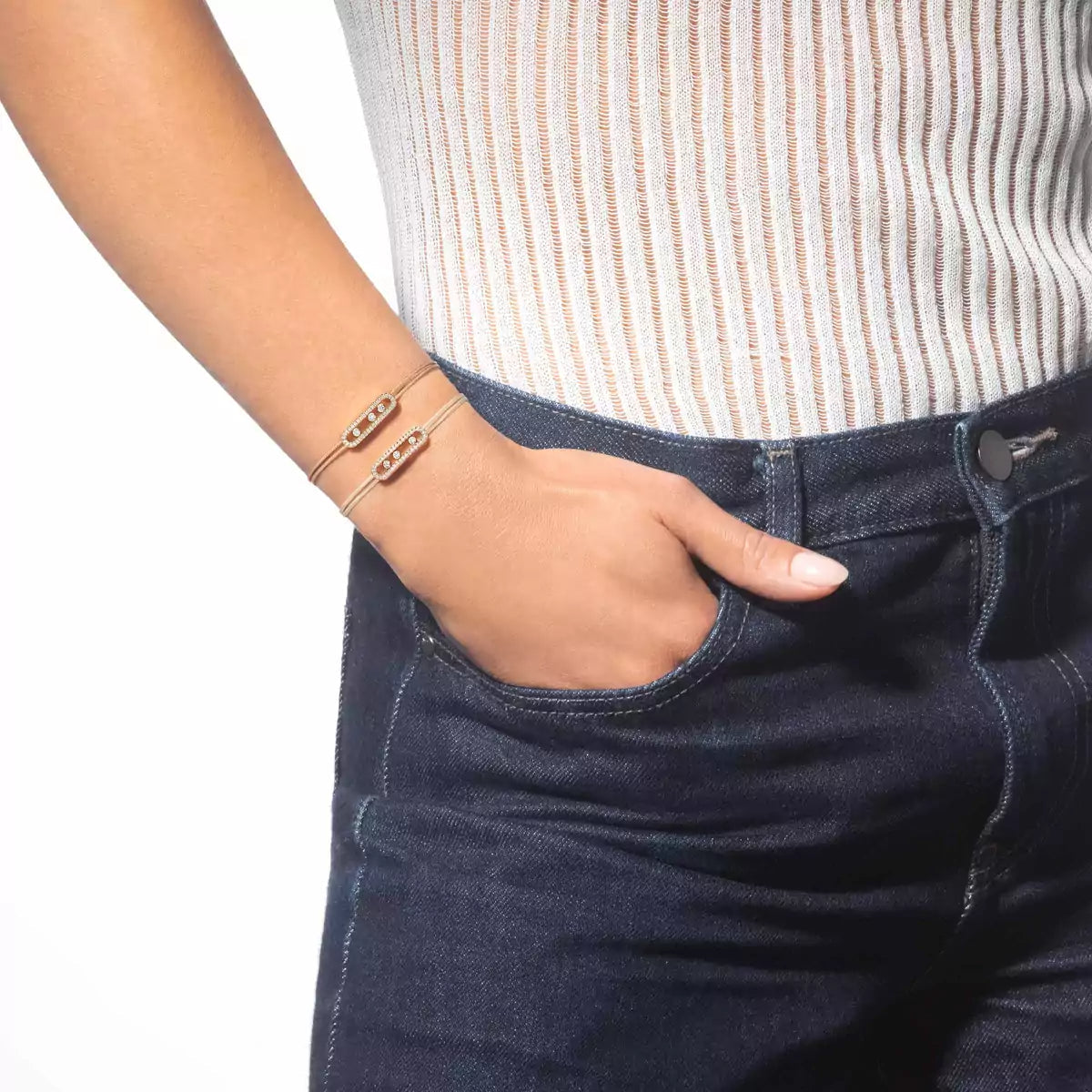 [Glow Muse]Messika Care(s) pink cord pavé bracelet