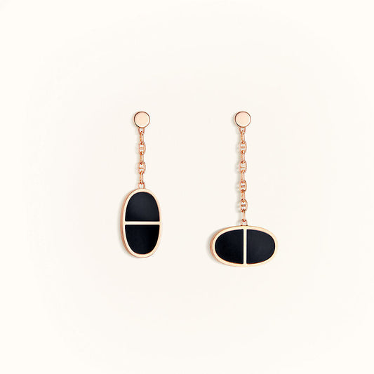 [Glow Muse]CHAINE VERSO BLACK CERAMIC EARRINGS