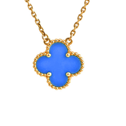 [Glow Muse]CLOVER 15MM BLUE AGATE NECKLACE