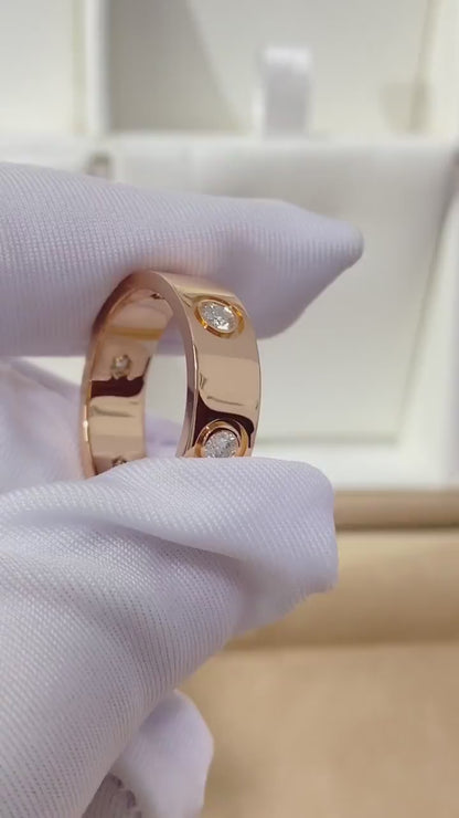 [Glow Muse]LOVE RING 5.5MM 6 DIAMONDS PINK GOLD