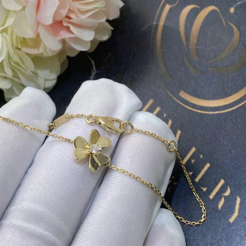 [Glow Muse]FRIVOLE GOLD FLOWER PINK MALACHITE BRACELET