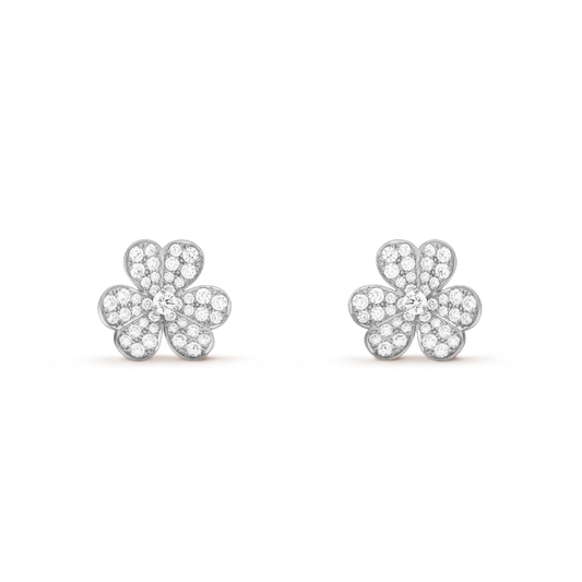 [Glow Muse]FRIVOLE SILVER FLOWER DIAMOND EARRINGS