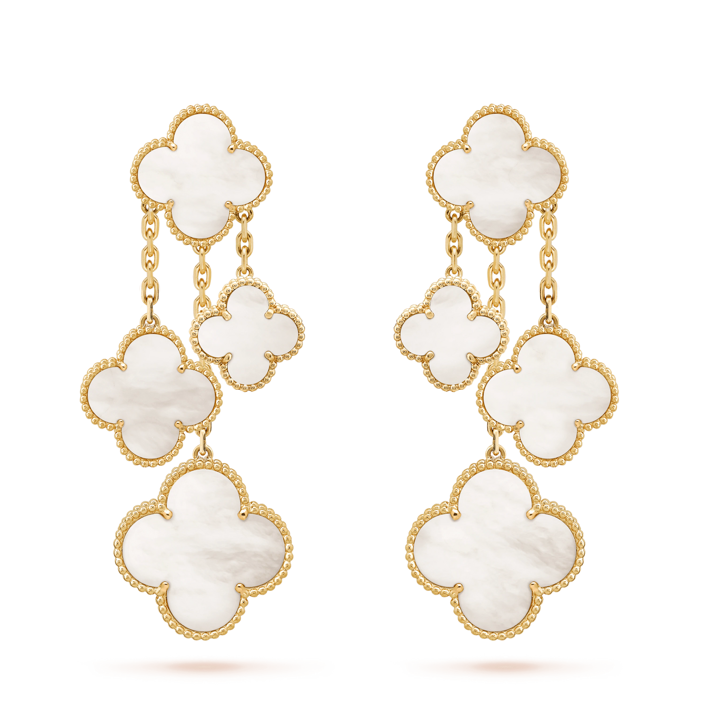 [Glow Muse]CLOVER EARRINGS WHITE MOP 4 MOTIFS GOLD