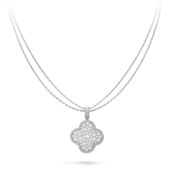 [Glow Muse]CLOVER 25MM SILVER FULL DIAMOND BIG CLOVER NECKLACE
