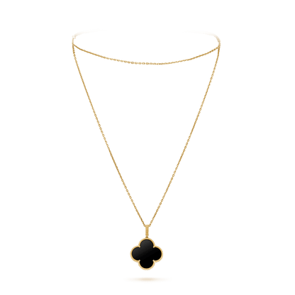 [Glow Muse]CLOVER 25MM GOLD ONYX BIG CLOVER NECKLACE