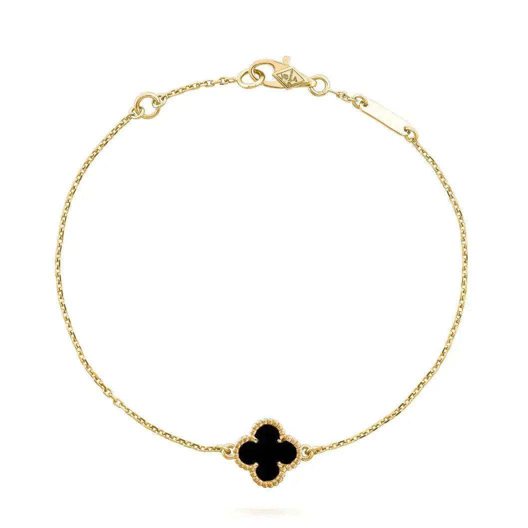 [Glow Muse]CLOVER ONYX SINGLE FLOWER BRACELET