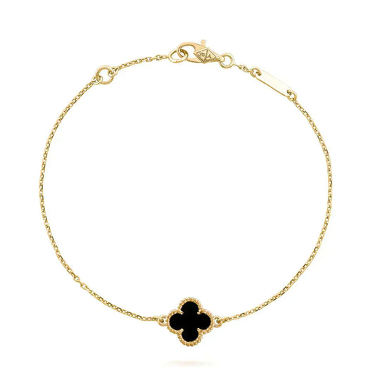[Glow Muse]CLOVER ONYX SINGLE FLOWER BRACELET