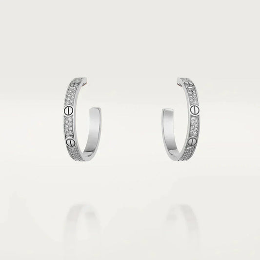 [Glow Muse]LOVE DIAMOND SILVER HOOP EARRINGS