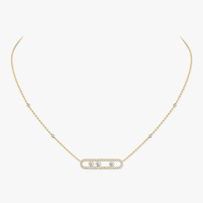 [Glow Muse] Move Pave_ Rose Gold Diamond Necklace