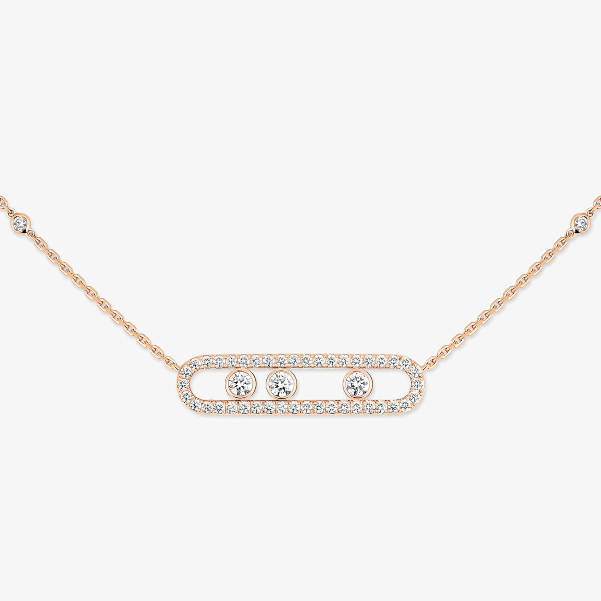 [Glow Muse] Move Pave_ Rose Gold Diamond Necklace